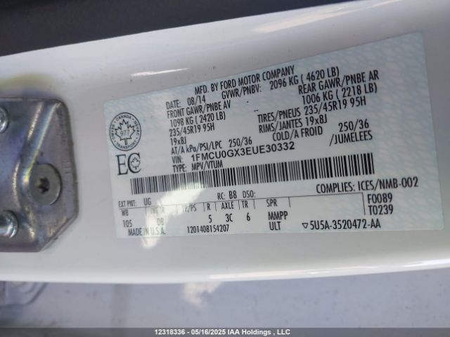 1FMCU0GX3EUE30332 Ford Escape