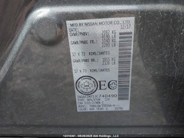 5N1AT2MT5JC740490 Nissan ROGUE S/SV