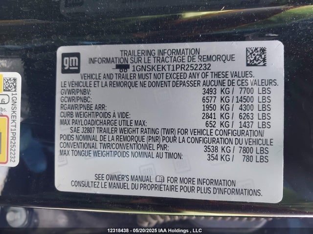 1GNSKEKT1PR252232 Chevrolet lm2