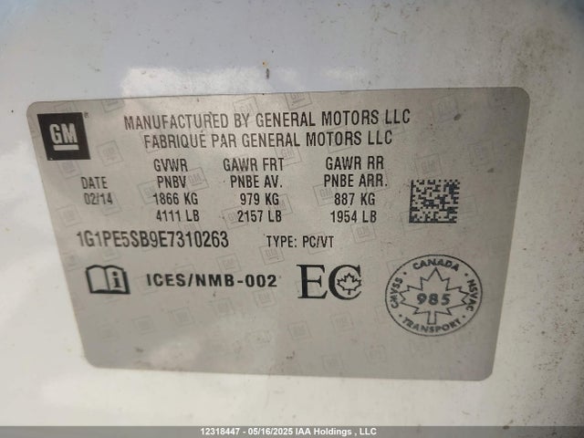 Chevrolet LUV 2014 1G1PE5SB9E7310263 Image 9