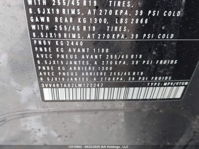 3VV4B7AX2LM122247 Volkswagen Tiguan