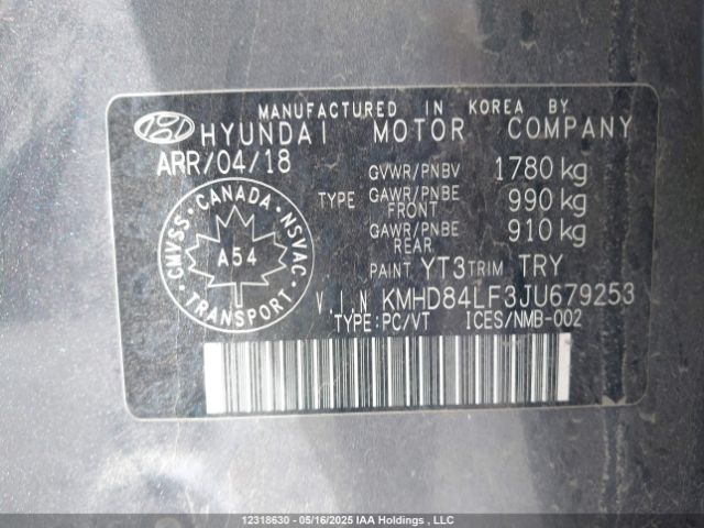 KMHD84LF3JU679253 Hyundai mpi nu