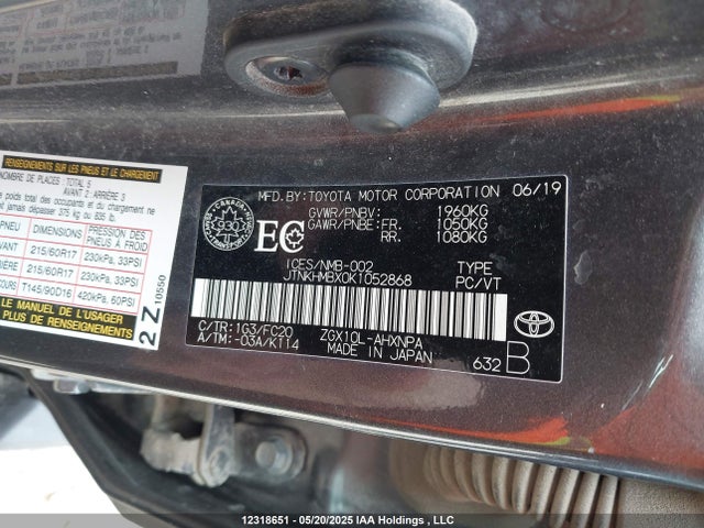 JTNKHMBX0K1052868 Toyota 3zr-fae