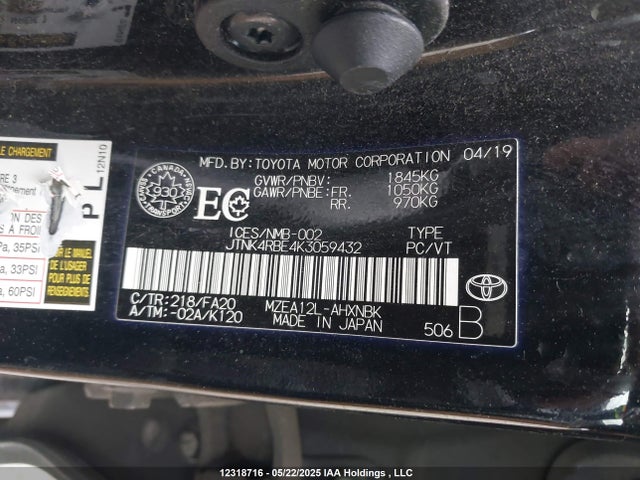 JTNK4RBE4K3059432 Toyota m20a-fks