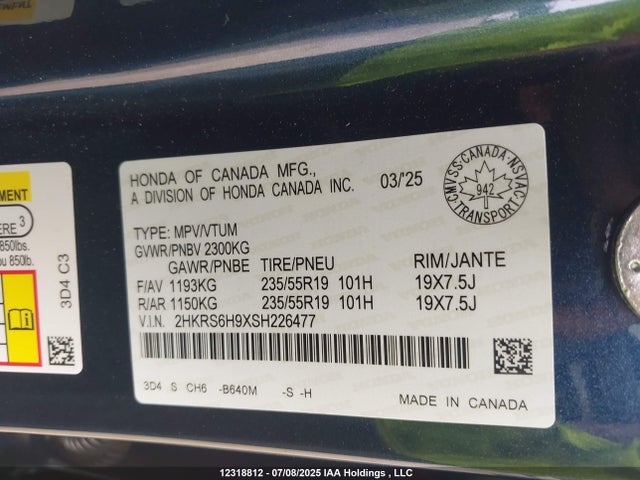 2HKRS6H9XSH226477 Honda lfc3