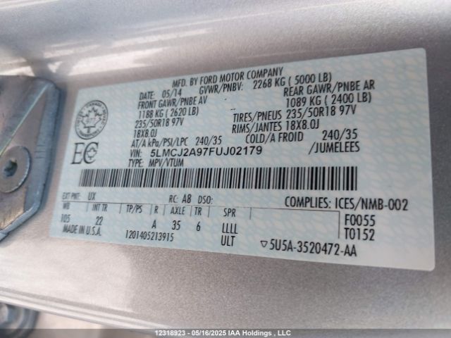 5LMCJ2A97FUJ02179 Lincoln 2015