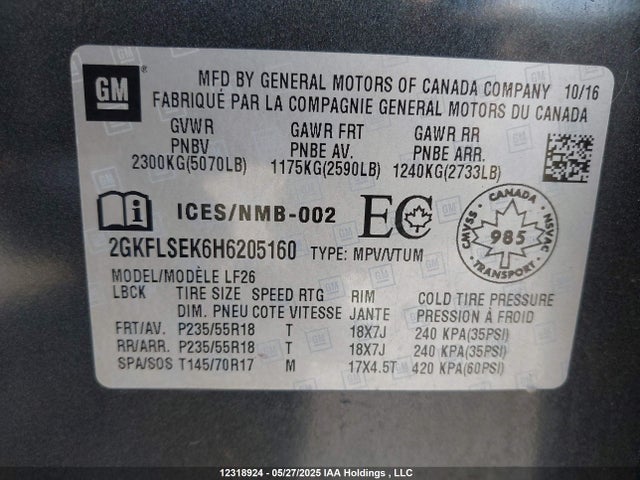 GMC lea - sidi: spark ignited direct injection, e85 max, alum 2017 2GKFLSEK6H6205160 Image 19