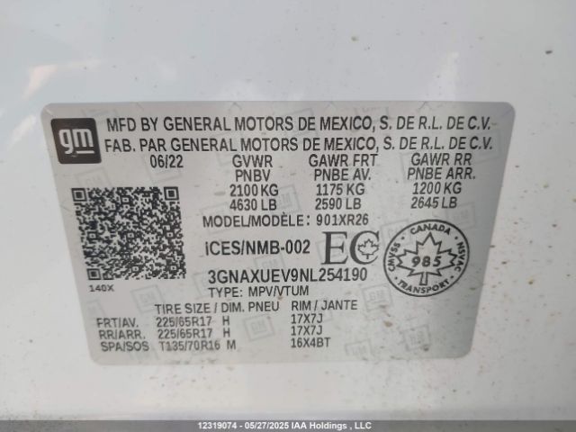 3GNAXUEV9NL254190 Chevrolet Equinox
