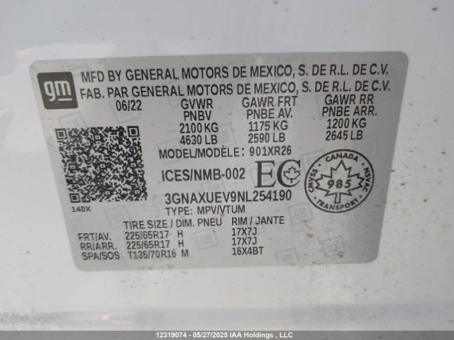 3GNAXUEV9NL254190 Chevrolet Equinox