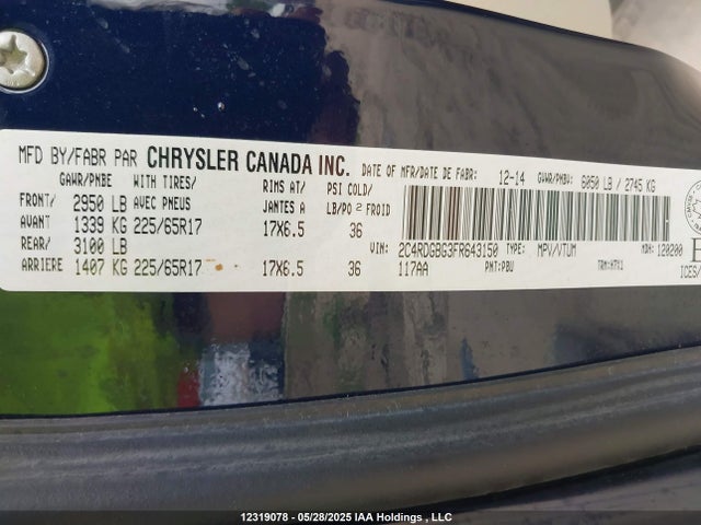2C4RDGBG3FR643150 Dodge 2015