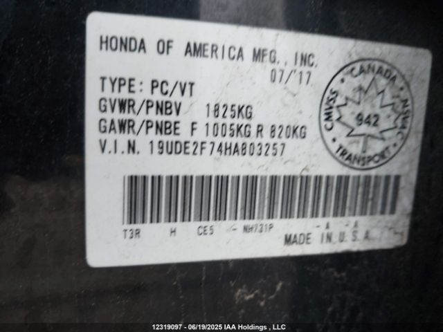 19UDE2F74HA803257 Acura k24v7