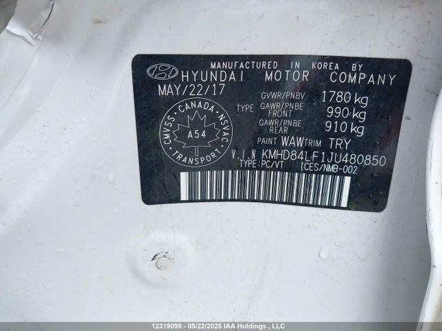 KMHD84LF1JU480850 Hyundai mpi nu