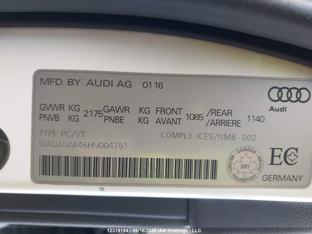 WAUANAF46HN004751 Audi A4