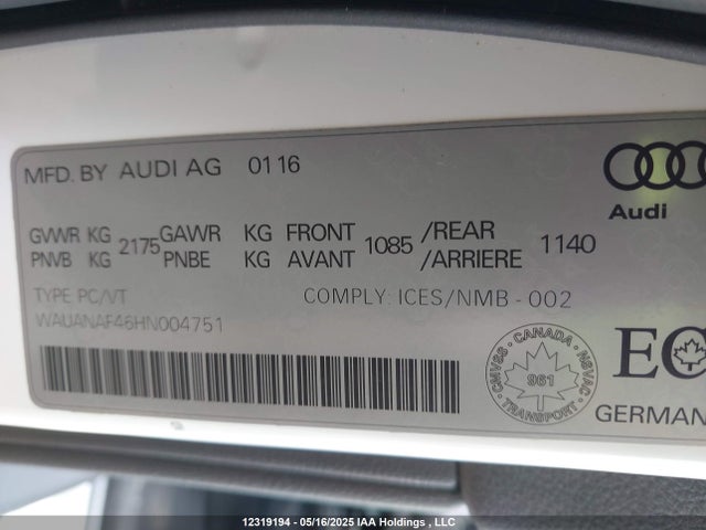 WAUANAF46HN004751 Audi A4
