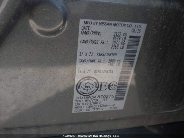 5N1AT2MV1GC870275 Nissan Rogue