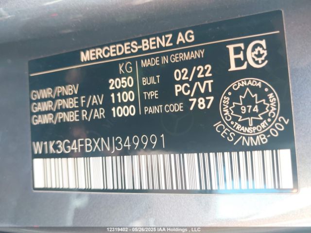 W1K3G4FBXNJ349991 Mercedes-Benz A 220 4matic
