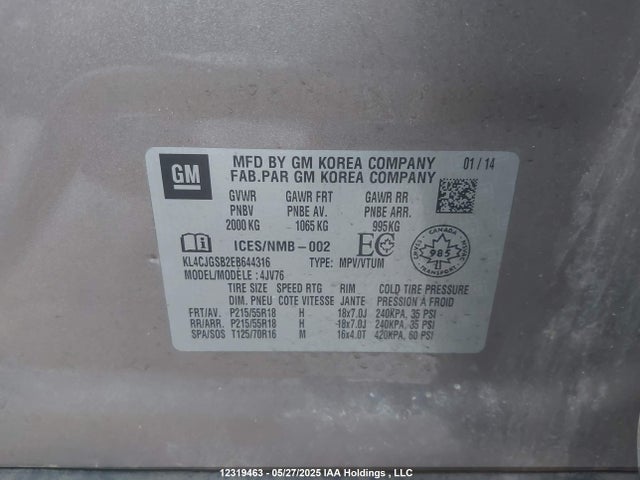 KL4CJGSB2EB644316 Buick Encore