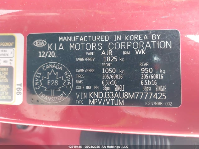 KNDJ33AU8M7777425 KIA mpi nu