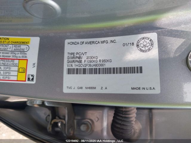 1HGCV2F39JA800661 Honda Accord Sport