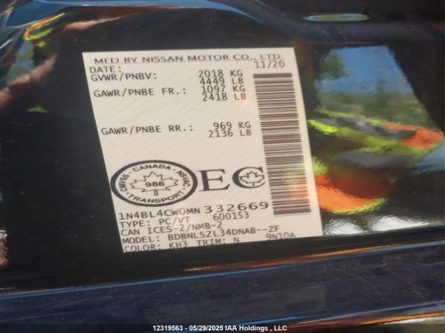1N4BL4CW0MN332669 Nissan ALTIMA SR