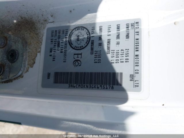 3N6CM0KN3GK695178 Nissan NV200