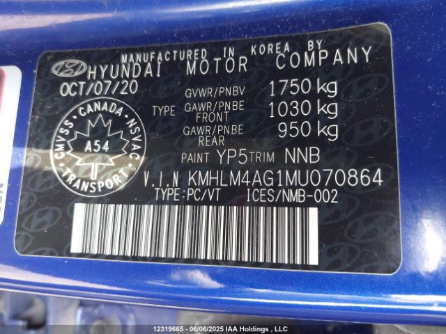 KMHLM4AG1MU070864 Hyundai mpi nu pe