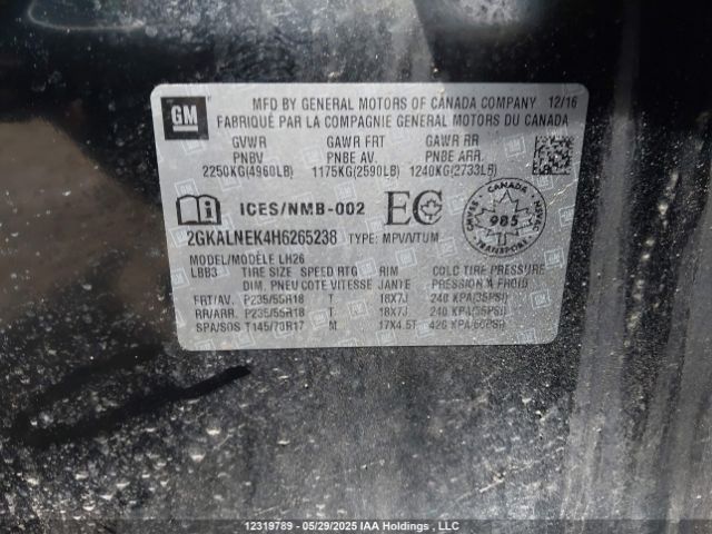 2GKALNEK4H6265238 GMC Terrain Sle-2