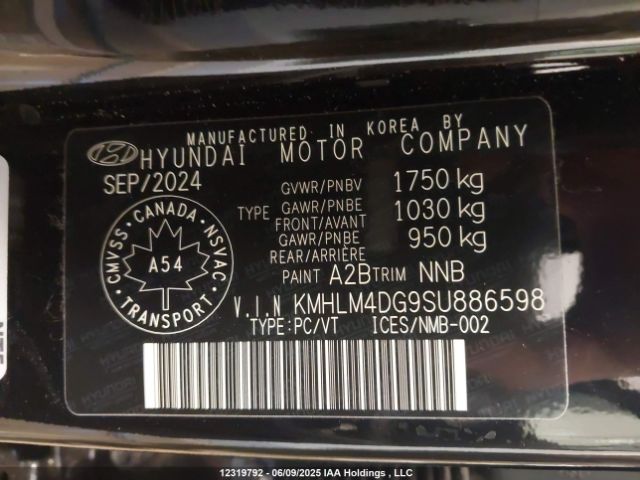 KMHLM4DG9SU886598 Hyundai Elantra Sel Sport
