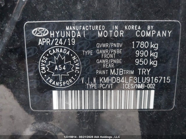 KMHD84LF3LU916715 Hyundai Elantra Sel/value/limited