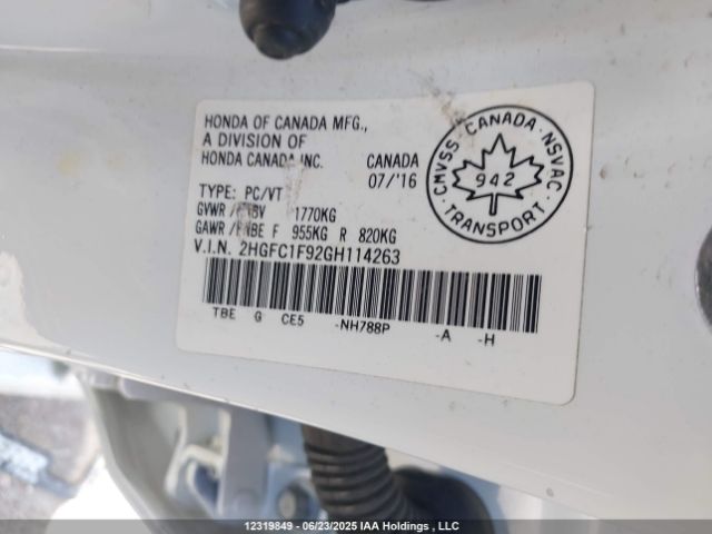 2HGFC1F92GH114263 Honda l15b7