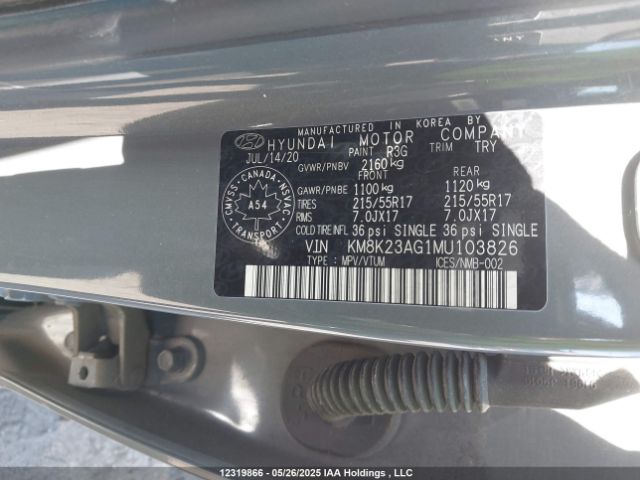 KM8K23AG1MU103826 Hyundai Kona Sel