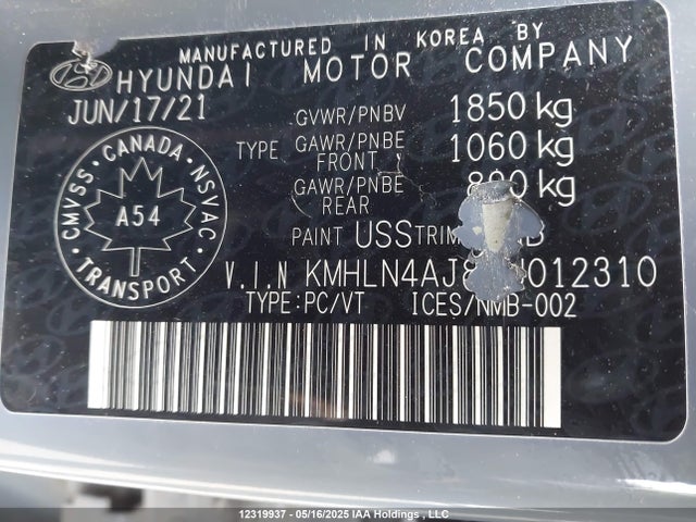 KMHLN4AJ8MU012310 Hyundai gdi kappa