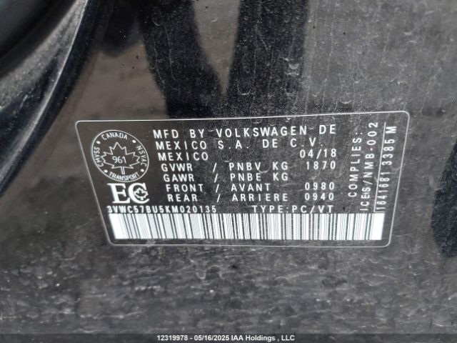 3VWC57BU5KM020135 Volkswagen 1.4 tsi