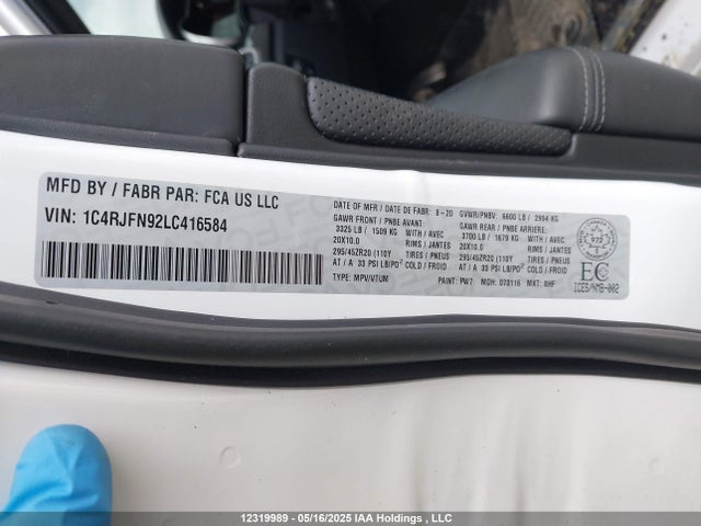 1C4RJFN92LC416584 Jeep Grand Cherokee