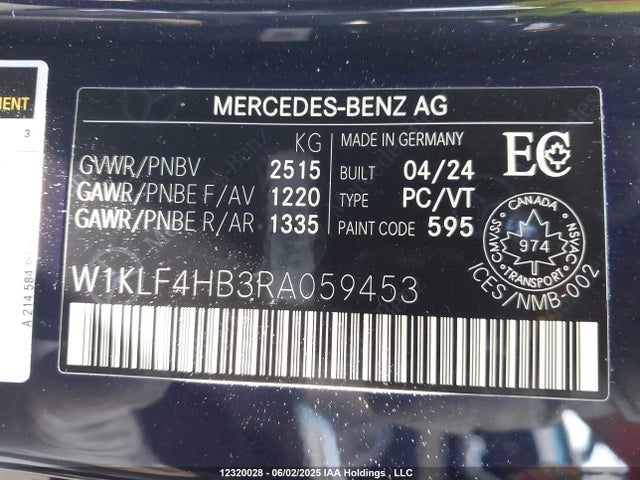 W1KLF4HB3RA059453 Mercedes-Benz m254
