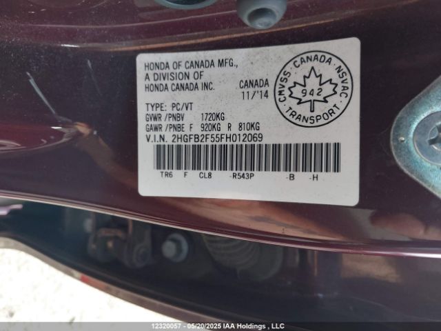 2HGFB2F55FH012069 Honda r18z1