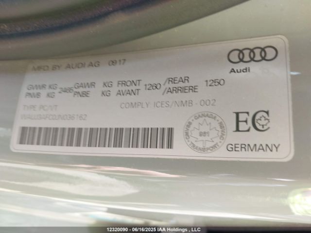 WAUJ3AFC0JN036162 Audi A6