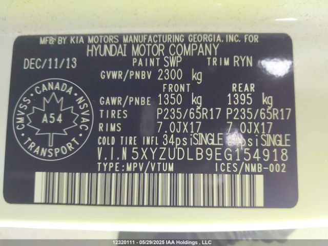 5XYZUDLB9EG154918 Hyundai SANTA FE SPORT