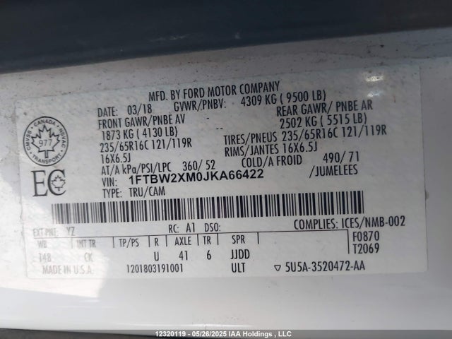1FTBW2XM0JKA66422 Ford Transit