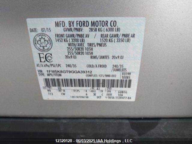 1FM5K8GT9GGA39312 Ford EXPLORER SPORT