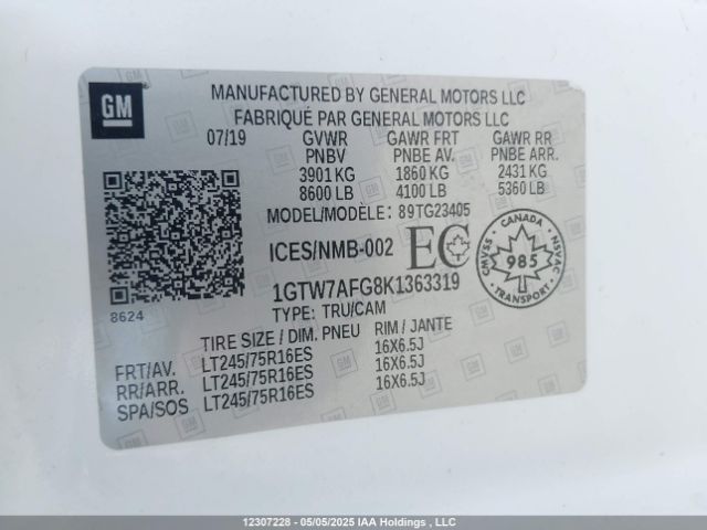 1GTW7AFG8K1363319 GMC Savana 2500 Work Van