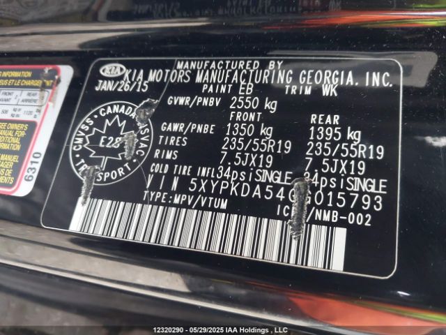 5XYPKDA54GG015793 KIA dohc gdi lambda ii