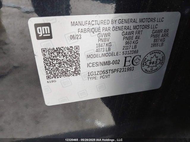 1G1ZD5ST5PF231993 Chevrolet lfv
