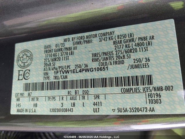1FTVW1EL4PWG10651 Ford 2023