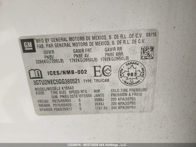 3GTU2NEC5GG380521 GMC l83 - sidi, vvt, afm, e85 max, aluminum