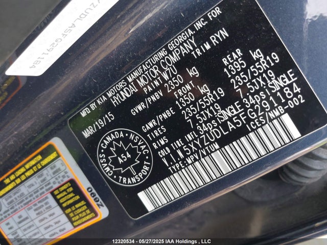5XYZUDLA5FG291184 Hyundai dohc t-gdi theta-ii