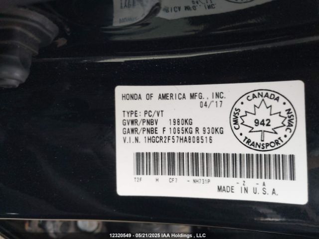 1HGCR2F57HA808516 Honda Accord Sport
