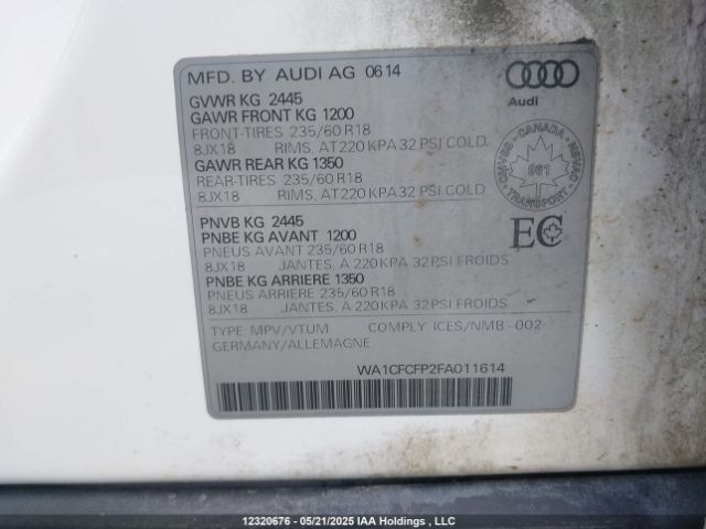 WA1CFCFP2FA011614 Audi flex fuel capable engine