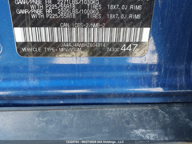 JA4AJ4AW8HZ604814 Mitsubishi 2.4 dohc mivec
