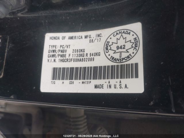 1HGCR3F9XHA802069 Honda Accord Touring